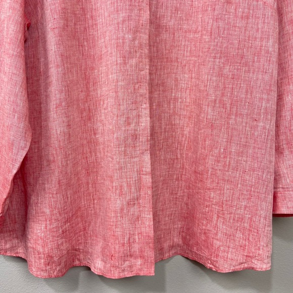Lafayette 148 New York Red Pink Linen Shirt Size 3X Minimalist Career Blouse Top - Picture 4 of 11